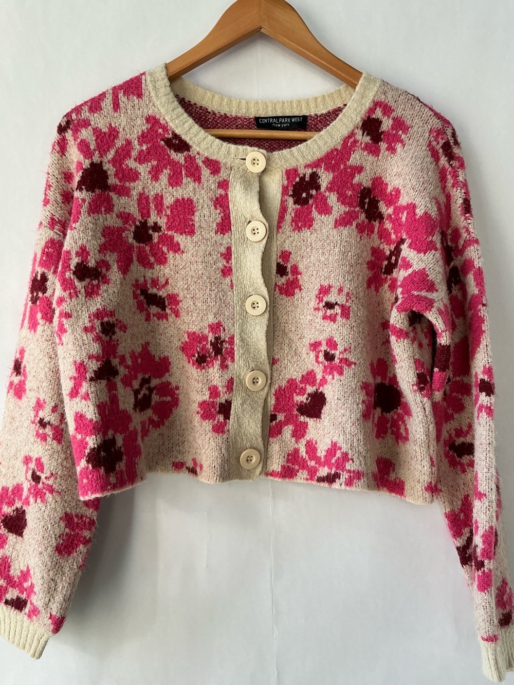 Central Park West Cottagecore Delightful Cozy Knit Floral Cardigan Size XS